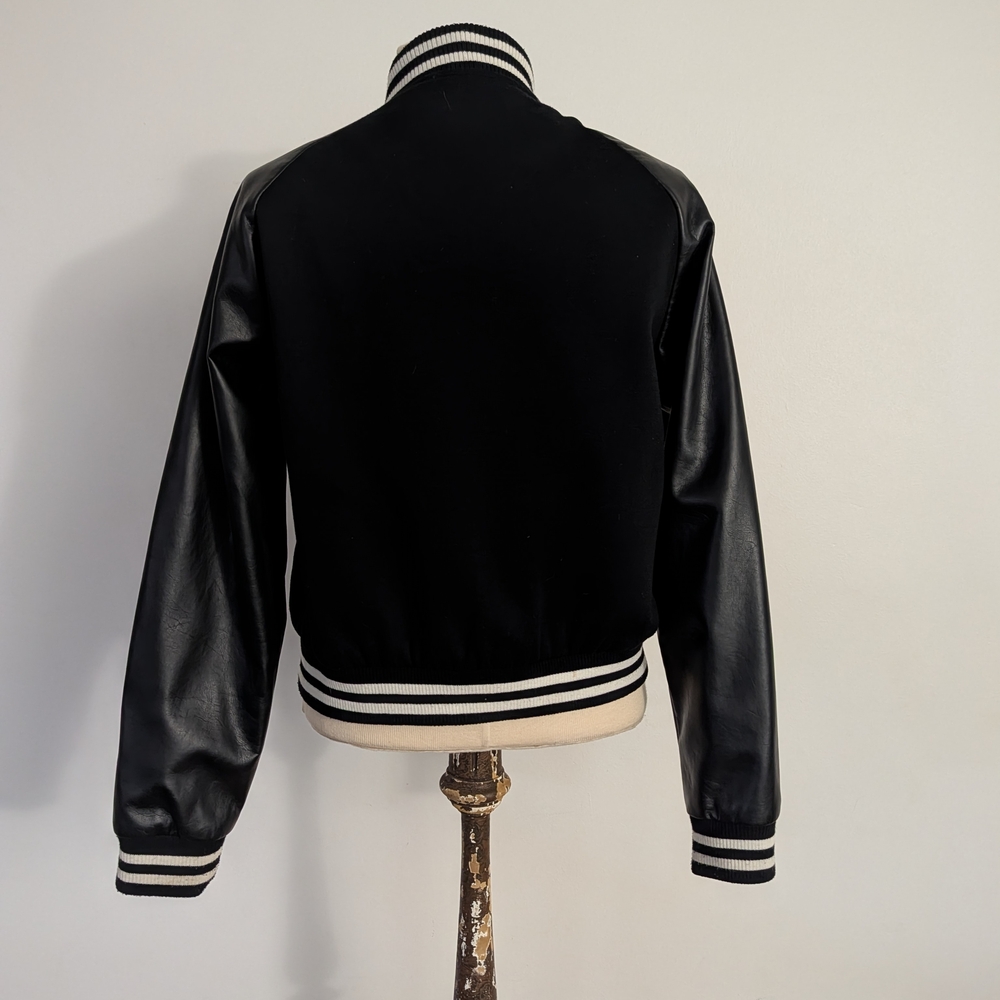 Forever 21 Black Varsity Jacket with Leather Accents - Picture 2 of 8